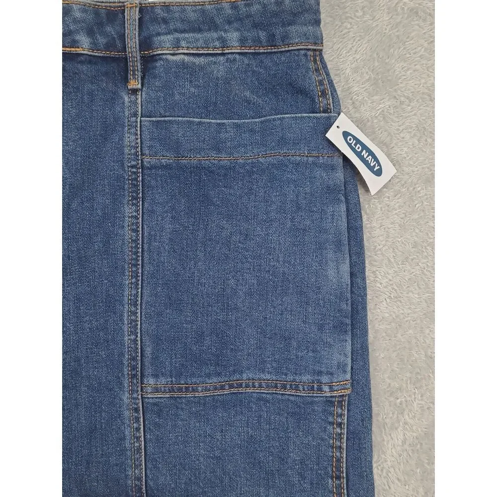 Old NAVY High-Waisted Utility Pocket‎ Jean Skirt for Women Sz 12 Blue